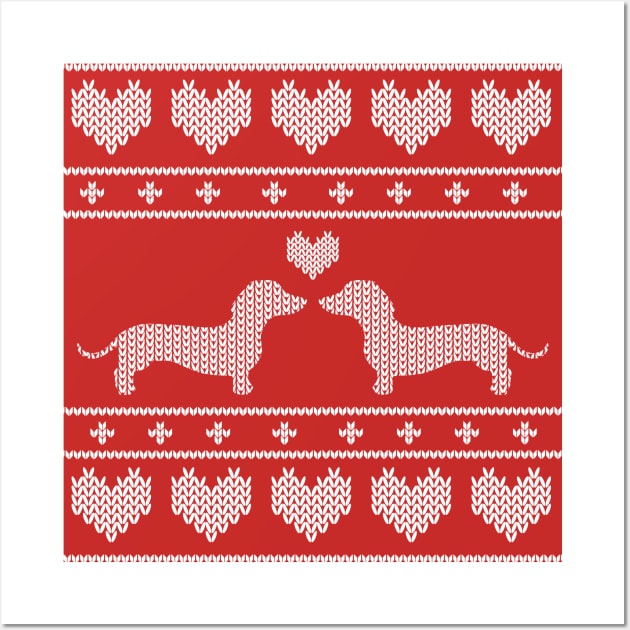 Short legs big heart dachshund holiday sweater Wall Art by Nice Surprise